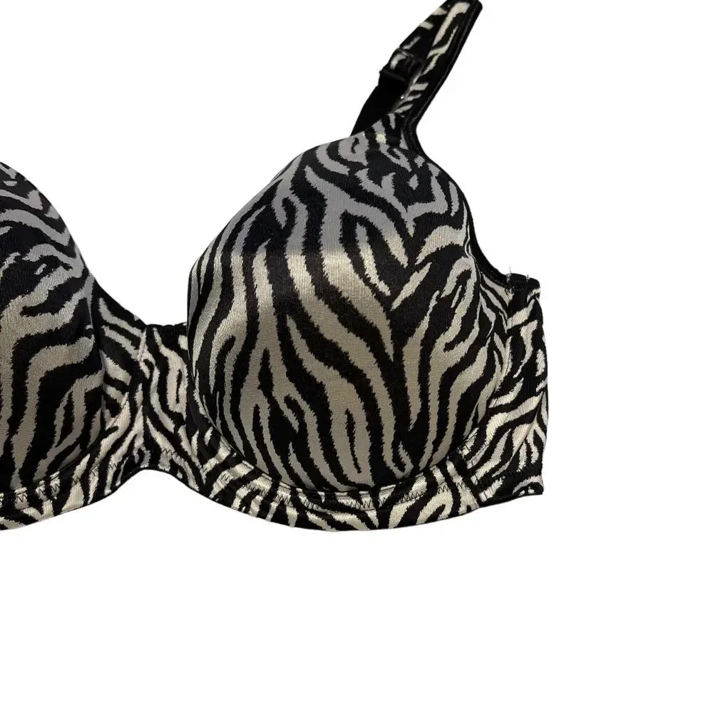 Playtex Side Smoothing Underwire Bra Adjustable Strap Zebra Print Size 38DD